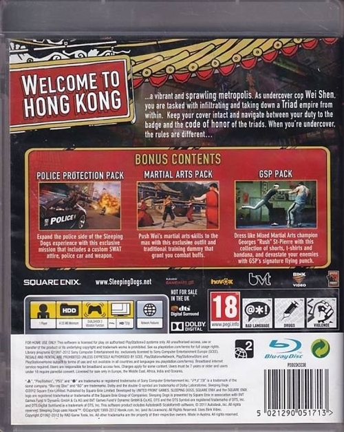 Sleeping Dogs - Nordic Edition - PS3 (B Grade) (Used)